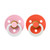 BIBS 2 Chupetas Colour Glow Látex Redonda Baby Pink/Tango 18-36M