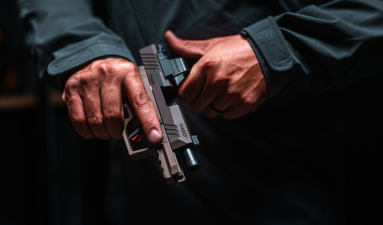 Lifestyle | PX-9 | Carry in FDE with a red dot, low light