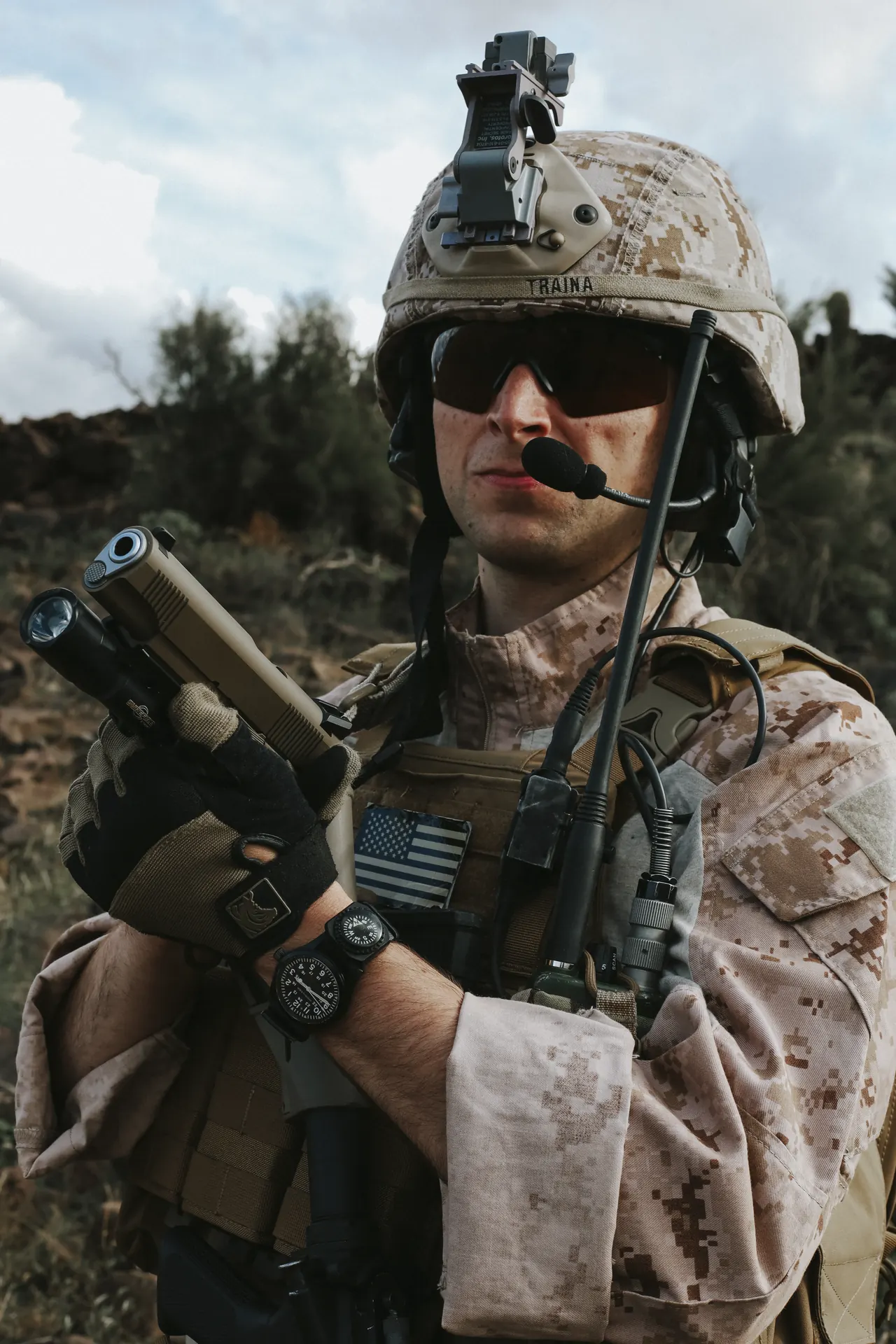 Operator carrying a Tisas 1911 Duty Raider on plate carrier kit
