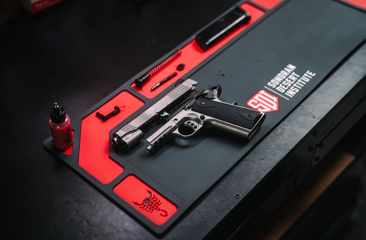 A Tisas 1911 broken down for cleaning and routine maintenance