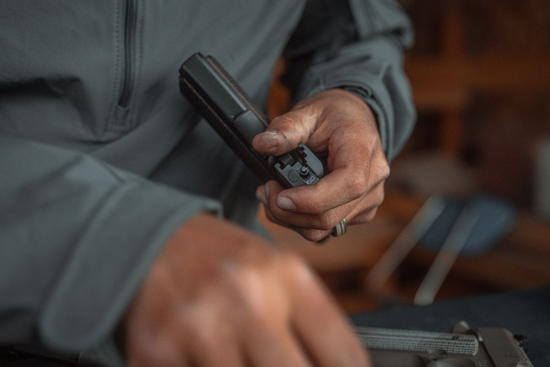 Sight work on a Tisas 1911 at the bench