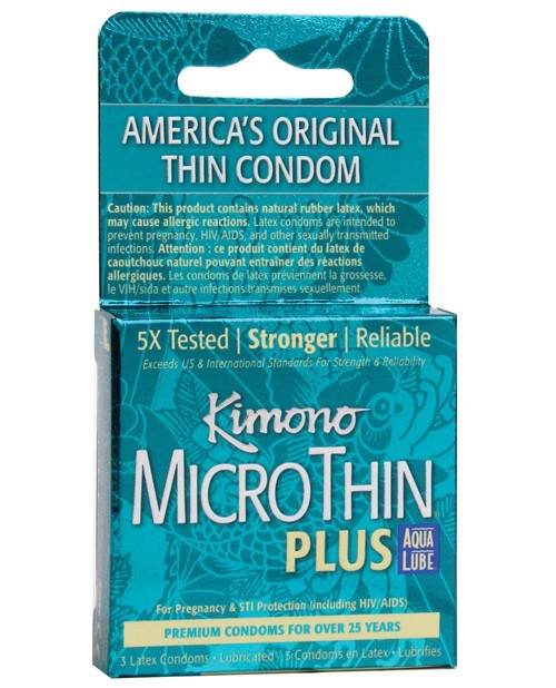 Kimono  MicroThin Plus Aqua Lube Condoms 3 Pack