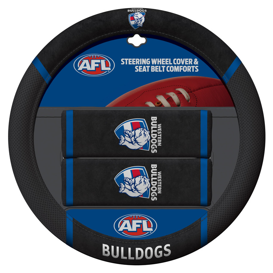 Western Bulldogs Steering Wheel Cover & Seat Belt Comforts