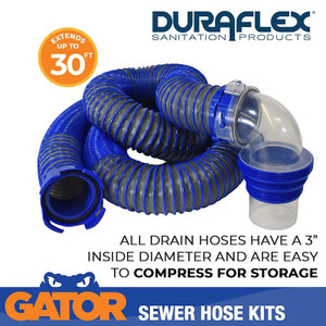 Duraflex Gator® Sewer Hose – 30 Foot Extended Length - Heavy Duty 24 Mil - 22008