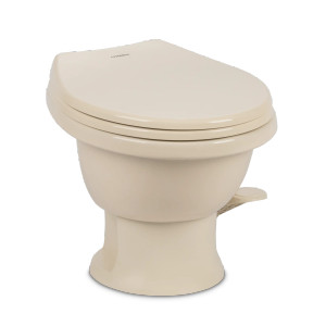 Dometic 411 RV Toilet – 9610008262 - Low Profile – Bone – Round Seat – Pedal Flush