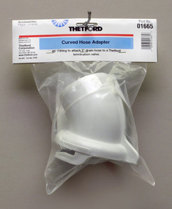 Thetford 01665 (Superseded by 50317) 45° Sewer Hose Connector – Curved 3" Dump Station Adapter, White