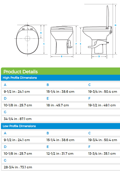 Thetford Aqua Magic ® Residence Permanent Toilet 42170; Low Profile; White