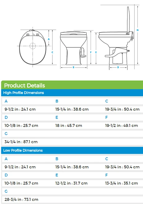 Thetford Aqua Magic ® Residence Permanent Toilet 42171; High Profile; Bone