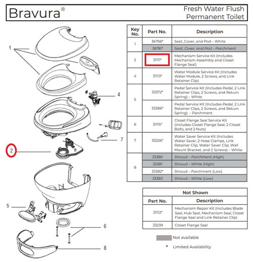 Bravura Parts List Diagram