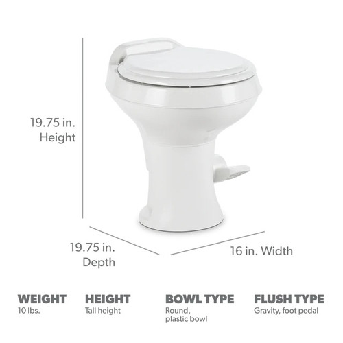Dometic 300 RV Toilet 302300071 Standard Height White