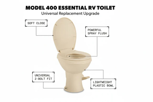 Dometic 400 RV Toilet – 9610008276 – Bone – High Profile