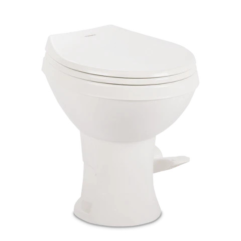 Dometic 420 Platinum RV Toilet – Elongated Porcelain Bowl, Soft-Close Seat, White – 9610008281
