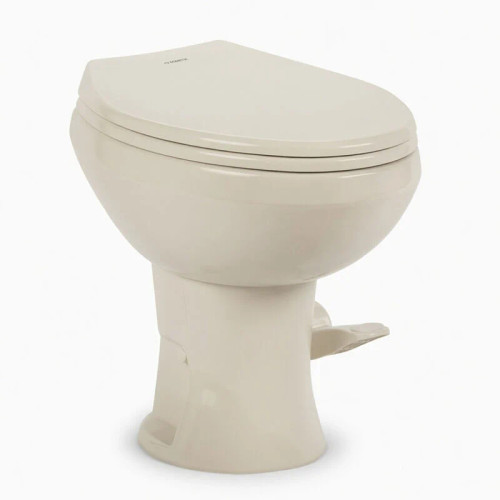 Dometic 420 Platinum RV Toilet – Bone – Elongated Porcelain Bowl, Soft-Close Seat – 9610008282