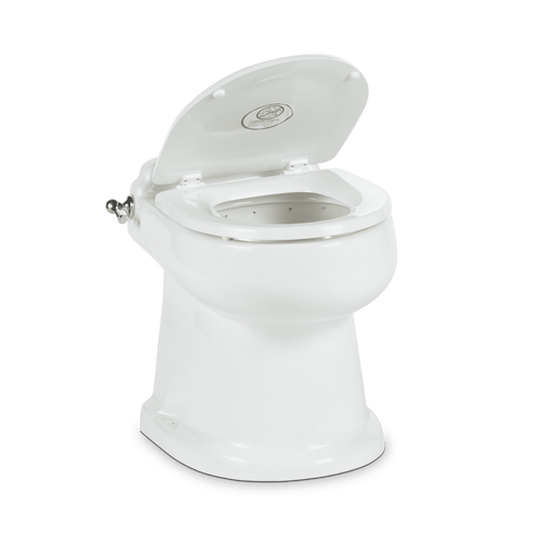 Dometic 4310-GT/12/WS/-/SP/WHT/NICK Concerto RV Toilet – 12V Electric Flush Gravity Toilet – White with Nickel Trim - 302431113
