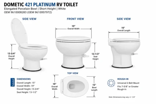 Dometic 421 Platinum Low Profile RV Toilet – White | Part #9610008283