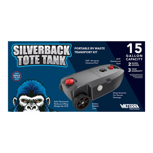 Valterra ST-5152W Silverback Portable Waste Holding Tank – 15 Gallon, 2-Wheel