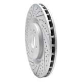R1 08-15 Mitsubishi Lancer Front Left Drilled & Slotted Geo-Carbon Rotor
