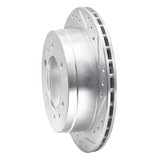 R1 88-95 Nissan Pathfinder Rear Right Drilled & Slotted Silver Brake Rotor