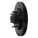 R1 97-00 Ford Expedition Front Right Drilled & Slotted Black Brake Rotor
