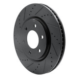 R1 07-24 Infiniti QX56 Front Left Drilled & Slotted Black Brake Rotor
