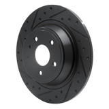 R1 13-20 Ford Fusion Rear Left Drilled & Slotted Black Brake Rotor