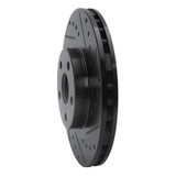 R1 87-91 Lexus ES250 Front Right Drilled & Slotted Black Brake Rotor