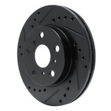 R1 83-86 Toyota Camry Front Left Drilled & Slotted Black Brake Rotor