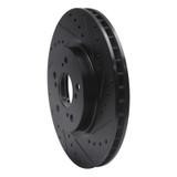 R1 05-12 Acura RL Front Right Drilled & Slotted Black Brake Rotor