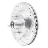 R1 87-93 Ford Mustang Front Right Drilled & Slotted Silver Brake Rotor
