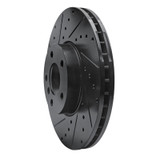 R1 07-19 BMW X6 Front Left Drilled & Slotted Black Brake Rotor