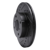R1 99-07 Suzuki Aerio Front Left Drilled & Slotted Black Brake Rotor
