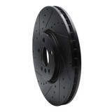 R1 15-19 Mini Cooper Clubman Front Left Drilled & Slotted Black Brake Rotor