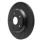 R1 -25 Subaru Crosstrek Rear Left Drilled & Slotted Black Brake Rotor