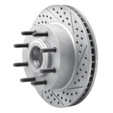 R1 06-12 Ford F-350 Super Duty 2WD Front Right Drilled & Slotted Geo-Carbon Rotor