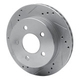 R1 91-92 Lincoln Mark VII Rear Left Drilled & Slotted Silver Brake Rotor