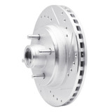 R1 87-88 Ford Thunderbird Front Right Drilled & Slotted Silver Brake Rotor