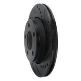 R1 85-91 Audi 200 Quattro Rear Right Drilled & Slotted Black Brake Rotor
