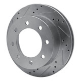 R1 00-02 Dodge Ram 3500 Front Left Drilled & Slotted Silver Brake Rotor