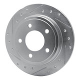 R1 93-04 Chrysler 300M Rear Left Drilled & Slotted Silver Brake Rotor