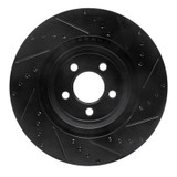R1 09-23 Dodge Challenger Front Left Drilled & Slotted Black Brake Rotor