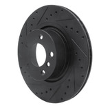 R1 11-18 BMW X4 Rear Left Drilled & Slotted Black Brake Rotor