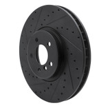 R1 08-19 BMW X5 Front Left Drilled & Slotted Black Brake Rotor