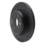 R1 11-16 BMW 535I Rear Left Drilled & Slotted Black Brake Rotor