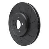 R1 09-17 BMW 550I GT Right Front Drilled & Slotted Black Brake Rotor