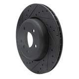 R1 04-10 BMW 535I Rear Left Drilled & Slotted Black Brake Rotor