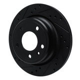 R1 88-94 BMW 750IL Rear Left Drilled & Slotted Black Brake Rotor