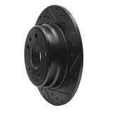R1 89-95 BMW 525I (USA/Canada) Rear Right Drilled & Slotted Black Brake Rotor