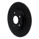R1 17-25 Chrysler Grand Caravan Rear Left Drilled & Slotted Black Brake Rotor