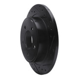 R1 04-08 Chrysler Pacifica Rear Right Drilled & Slotted Black Brake Rotor