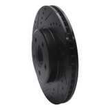 R1 05-23 Chrysler 300 Front Left Drilled & Slotted Black Brake Rotor